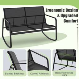 Costway 4 PCS Patio Rocking Set Outdoor Rocker Chair Conversation Set in Black - thumbnail 6