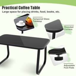 Costway 4 PCS Patio Rocking Set Outdoor Rocker Chair Conversation Set in Black - thumbnail 7