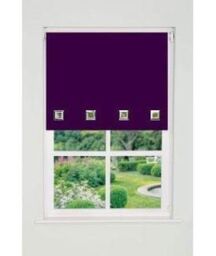 New Edge Blinds Square Eyelet Edge Roller Blind 165cm Drop Aubergine in Purple - Size: 70 cm width x 165 cm drop - thumbnail 1