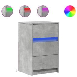 Berkfield Home Stylish Bedside Cabinet with LED Lights Concrete Grey Engineered Wood - thumbnail 3