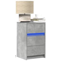 Berkfield Home Stylish Bedside Cabinet with LED Lights Concrete Grey Engineered Wood - thumbnail 2