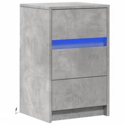 Berkfield Home Stylish Bedside Cabinet with LED Lights Concrete Grey Engineered Wood - thumbnail 1