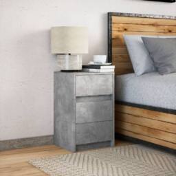 Berkfield Home Stylish Bedside Cabinet with LED Lights Concrete Grey Engineered Wood - thumbnail 4