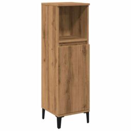 Berkfield Home Bathroom Cabinet Artisan Oak 30x30x100 cm Engineered Wood in Brown - Size: 30 x 30 x 100 cm - thumbnail 2