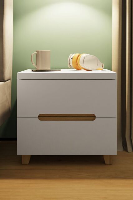 FWStyle Veloce 2 Drawer White Gloss Bedside Fast Click Assembly - image 1