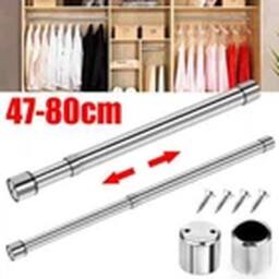 Havendro 47-80cm Extendable Stainless Steel Wardrobe Rail in Silver - thumbnail 2