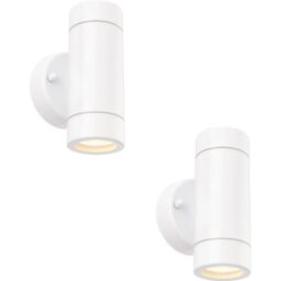 Loops 2 PACK Up & Down Twin Outdoor IP44 Wall Light - 2 x 7W GU10 LED - Gloss White