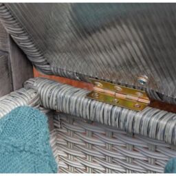 Cheshire 2 Seater Grey Hardwood Timber Framed Rattan Weave Garden Bench in Dark Grey - thumbnail 3