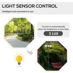 OUTSUNNY Outdoor Garden Solar Light with Base Bollard Lamp Energy-efficient Optical in Black - thumbnail 4