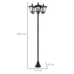 OUTSUNNY Outdoor Garden Solar Light with Base Bollard Lamp Energy-efficient Optical in Black - thumbnail 3