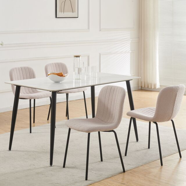 MCC Direct Bella Luxe Set of 4 Teddy Faux Fur Dining Chairs in Baby Pink - image 1