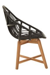 Orsina Black Natutral Rattan Chair with Teak Legs, Sturdy Wooden Legs Rattan Chair, Rattan Dining Chair for Outdoor - thumbnail 4