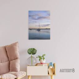 "Artery8 Sunset Off-the shore of Block island Highsmith Canvas Wall Art Print in Blue - Size: W12"" x H16""" - thumbnail 3