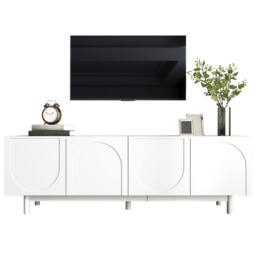BTM Modern White TV Cabinet, 175x38x56cm, Adjustable Shelves, Luxury Style - Size: 175 x 38 x 56 cm - thumbnail 7