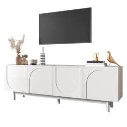 BTM Modern White TV Cabinet, 175x38x56cm, Adjustable Shelves, Luxury Style - Size: 175 x 38 x 56 cm - thumbnail 4