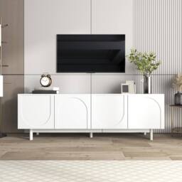 BTM Modern White TV Cabinet, 175x38x56cm, Adjustable Shelves, Luxury Style - Size: 175 x 38 x 56 cm - thumbnail 8