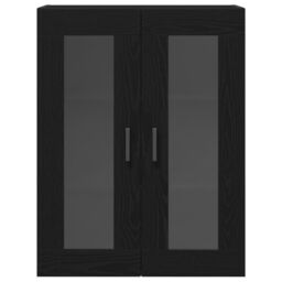Berkfield Home Wall-Mounted Cabinet with Glass Doors Black Oak 69.5x34x90 cm - thumbnail 6