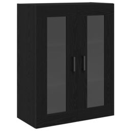 Berkfield Home Wall-Mounted Cabinet with Glass Doors Black Oak 69.5x34x90 cm - thumbnail 2