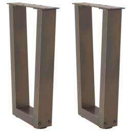 Berkfield Home Dining Table Legs V-Shape 2 pcs Natural Steel 28x(42-43.3) cm Steel in Brown - thumbnail 2