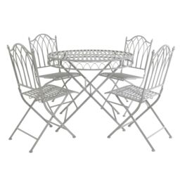 Charles Bentley Rustic 5 Piece Wrought Iron Outdoor Bistro Set - Grey