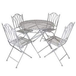 Rustic 5 Piece Wrought Iron Outdoor Bistro Set - Grey