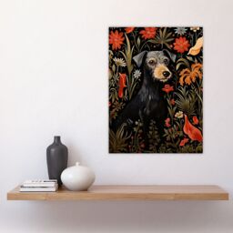 Artery8 Black Irish Terrier Dog On Elegant Floral Backdrop William Morris Style Pattern Artwork Large Wall Unframed Art Poster Print Thick Paper - thumbnail 4