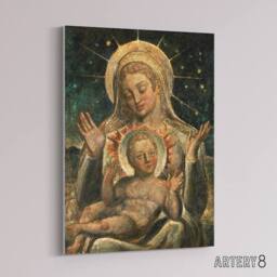 "Artery8 Virgin Mary & Child Painting William Blake Canvas Wall Art Print - Size: W12"" x H16""" - thumbnail 2