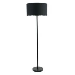 ValueLights Charlie Black Stem Floor Lamp with Black & Chrome Inner Lamp Shade & Bulb - thumbnail 2