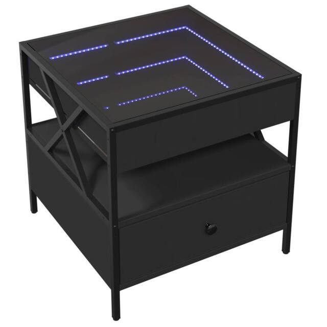 Berkfield Home Decorative Coffee Table with Infinity LED Black 50x50x51 cm - Size: 50 x 50 x 51 cm - image 1