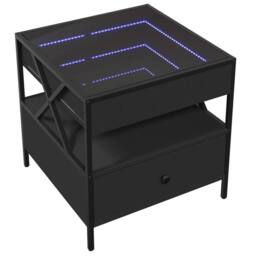 Berkfield Home Decorative Coffee Table with Infinity LED Black 50x50x51 cm - Size: 50 x 50 x 51 cm - thumbnail 1