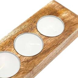 Marco Paul Mango Wood 9 Tealight Candle Holder With Tealights in Brown - Size: 1 Pack - thumbnail 2