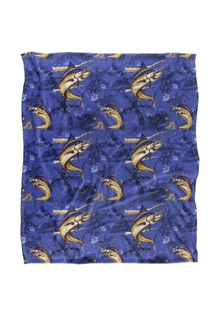 JQ Licensing Jl-Jp-Jq Marlin Tiki Fishing Pattern 2 Silky Touch Super Soft Throw Blanket 152 X 127 cm in White - image 1