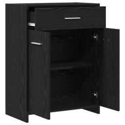 Berkfield Home Black Oak Bathroom Cabinet 60x33x80 cm Made of Engineered Wood - Size: 60 x 33 x 80 cm - thumbnail 7