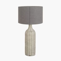 Ruma Rattan Bottle Table Lamp with Shade in Grey - thumbnail 3