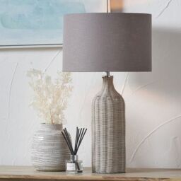 Ruma Rattan Bottle Table Lamp with Shade in Grey - thumbnail 1