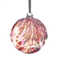 Sienna Glass 10cm Friendship Ball Feather Design Flamingo in Baby Pink