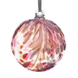 Sienna Glass 10cm Friendship Ball Feather Design Flamingo in Baby Pink - thumbnail 5