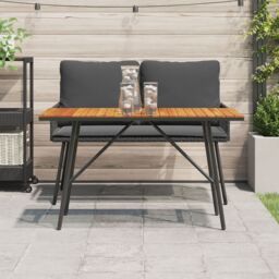 Berkfield Home Dining Table - Black, 110x55x62 cm, Made from Solid Acacia Wood in Brown - Size: 110 x 55 x 62 cm - thumbnail 4
