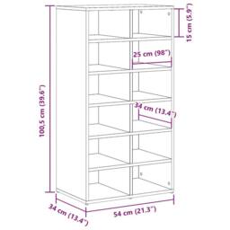 Berkfield Home Shoe Rack Old Wood 54x34x100.5 cm Engineered Wood in Brown - thumbnail 9