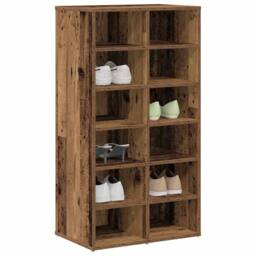 Berkfield Home Shoe Rack Old Wood 54x34x100.5 cm Engineered Wood in Brown - thumbnail 2