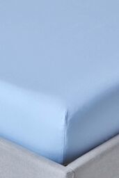 Homescapes Egyptian Cotton Deep Fitted Sheet 18 inch 200 Thread Count in Blue - Size: King Fitted - thumbnail 1