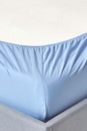 Homescapes Egyptian Cotton Deep Fitted Sheet 18 inch 200 Thread Count in Blue - Size: King Fitted - thumbnail 2