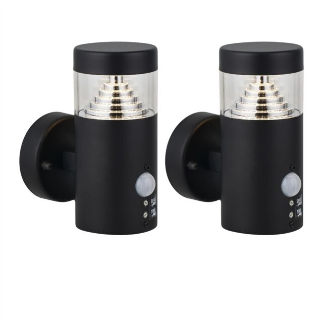 First Choice Lighting Set of 2 Pyramid - Black LED Outdoor Motion Sensor Wall Lights - image 1