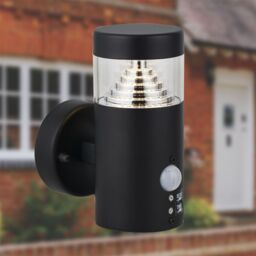 First Choice Lighting Set of 2 Pyramid - Black LED Outdoor Motion Sensor Wall Lights - thumbnail 4