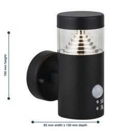 First Choice Lighting Set of 2 Pyramid - Black LED Outdoor Motion Sensor Wall Lights - thumbnail 6