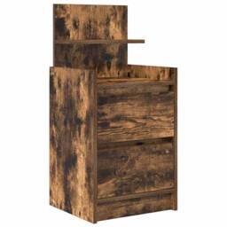 Berkfield Home Durable Bedside Cabinet with 2 Drawers Smoked Oak 38x34x80 cm in Brown - Size: 38 x 34 x 80 cm - thumbnail 3