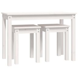Berkfield Home Nesting Tables 3 pcs White Solid Wood Pine - thumbnail 6
