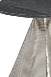 Orsina Table With Grey Marble Top-Bedside Table With Textured Silver Base-Luxe Accent Table-Side Table By Couch - thumbnail 5