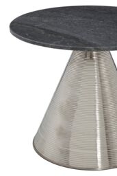 Orsina Table With Grey Marble Top-Bedside Table With Textured Silver Base-Luxe Accent Table-Side Table By Couch - thumbnail 4