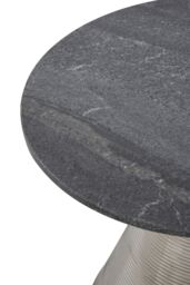 Orsina Table With Grey Marble Top-Bedside Table With Textured Silver Base-Luxe Accent Table-Side Table By Couch - thumbnail 3